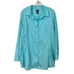 Additions by Chico's Turquoise Button Up Blouse Top XL Office Business Workwear